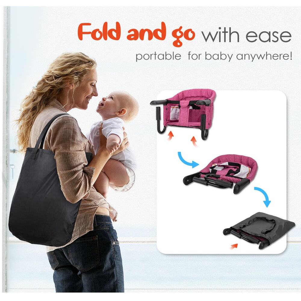 Hook On High Chair with Carry Bag - Portable & Foldable (6-36 Months)- Rose Red - Picture 4 of 6